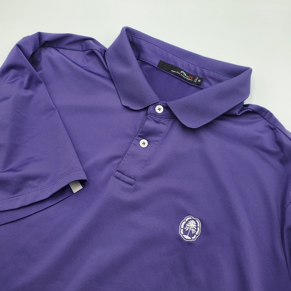 RLX Ralph Lauren Mens‎ Purple Golf Polo Shirt Embroidered Tree Logo Size XXL